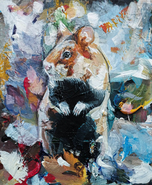 Gemälde Hamster – handgemaltes Original Acrylbild (27 x 22 cm)