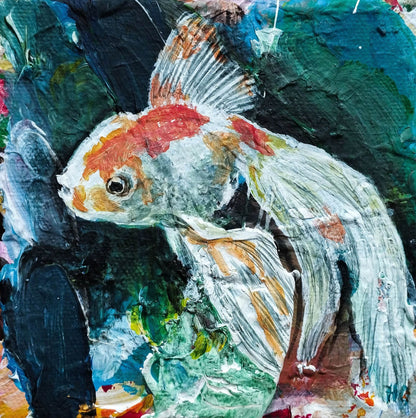 Heinz Acrylbild Wandbild Goldfisch II Acryl auf Leinwand (10 x 10 cm)