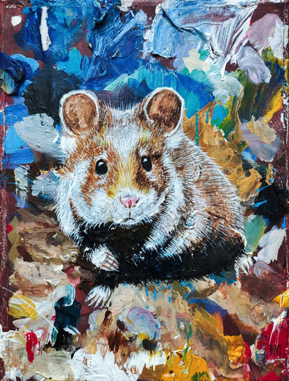 Heinz Acrylbild Wandbild Hamster Acryl auf Leinwand (18 x 24 cm)