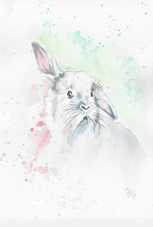Carte postale « Lapin » – Peinte à la main 