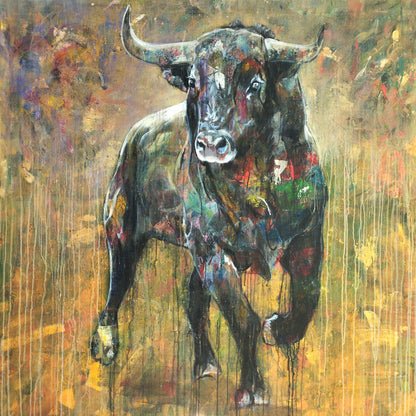 Premium Große Gemälde 'Stier' 140 x 145 cm - Heinz