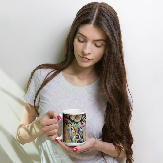 Heinz 2-in-1 Design: Tasse mit Hirsch & Kuh – Aquarell Wald- und Bauernhoftiere 15 oz