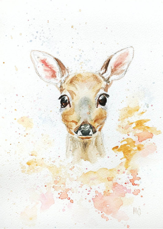 Postkarte „Reh“ – Handgemalt