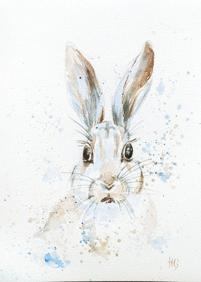 Postkarte „Winterhoppler“ – Handgemalt